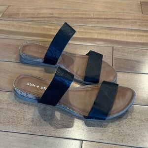 Sun + Stone Black and Tan Women's Sandals